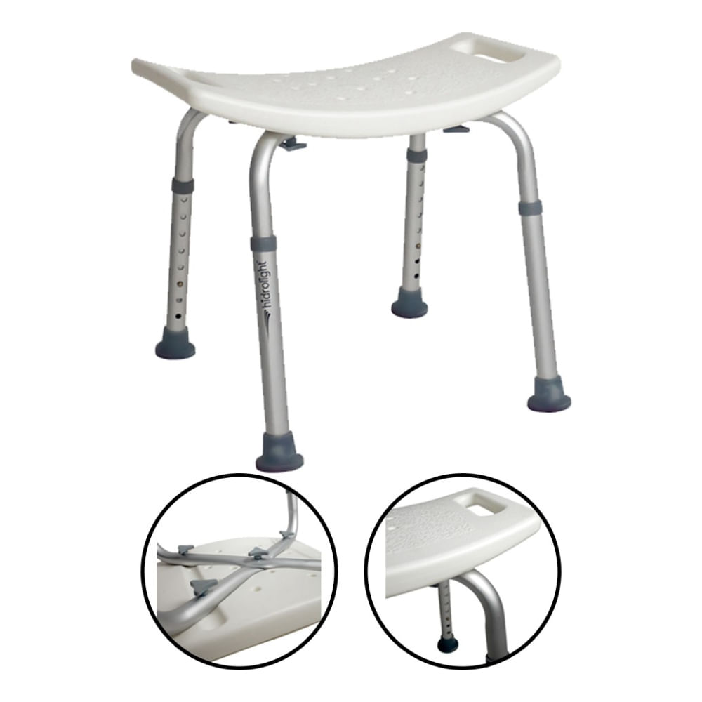 Banco/Banqueta para Banho Ajustável em Alumínio para 130 kg modelo SC200 - Hidrolight