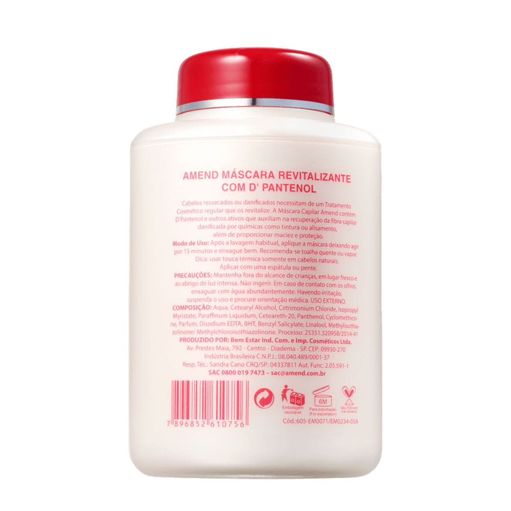 Máscara Capilar Revitalizante Com D'Pantenol Amend 500g