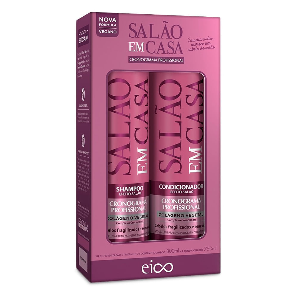 Kit Shampoo 800ml + Condicionador 750ml Salão Em Casa Cronograma Eico