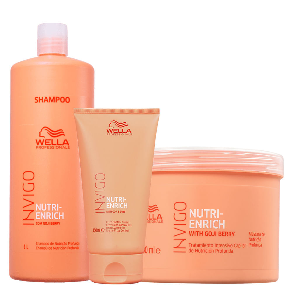 Kit Wella Professionals Invigo Nutri Enrich - Shampoo 1000 ml + Mácara 500 ml + Leave-in 150 ml