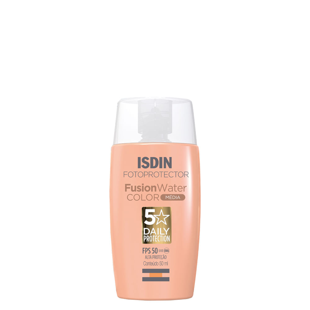 Protetor Solar Facial com Cor Isdin Fusion Water 5 Stars Color FPS 50 Média 50ml