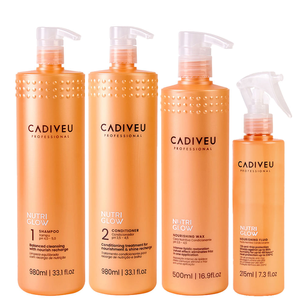 Kit Laminação Capilar Nutrição Cadiveu Professional Nutri Glow - 4 Produtos