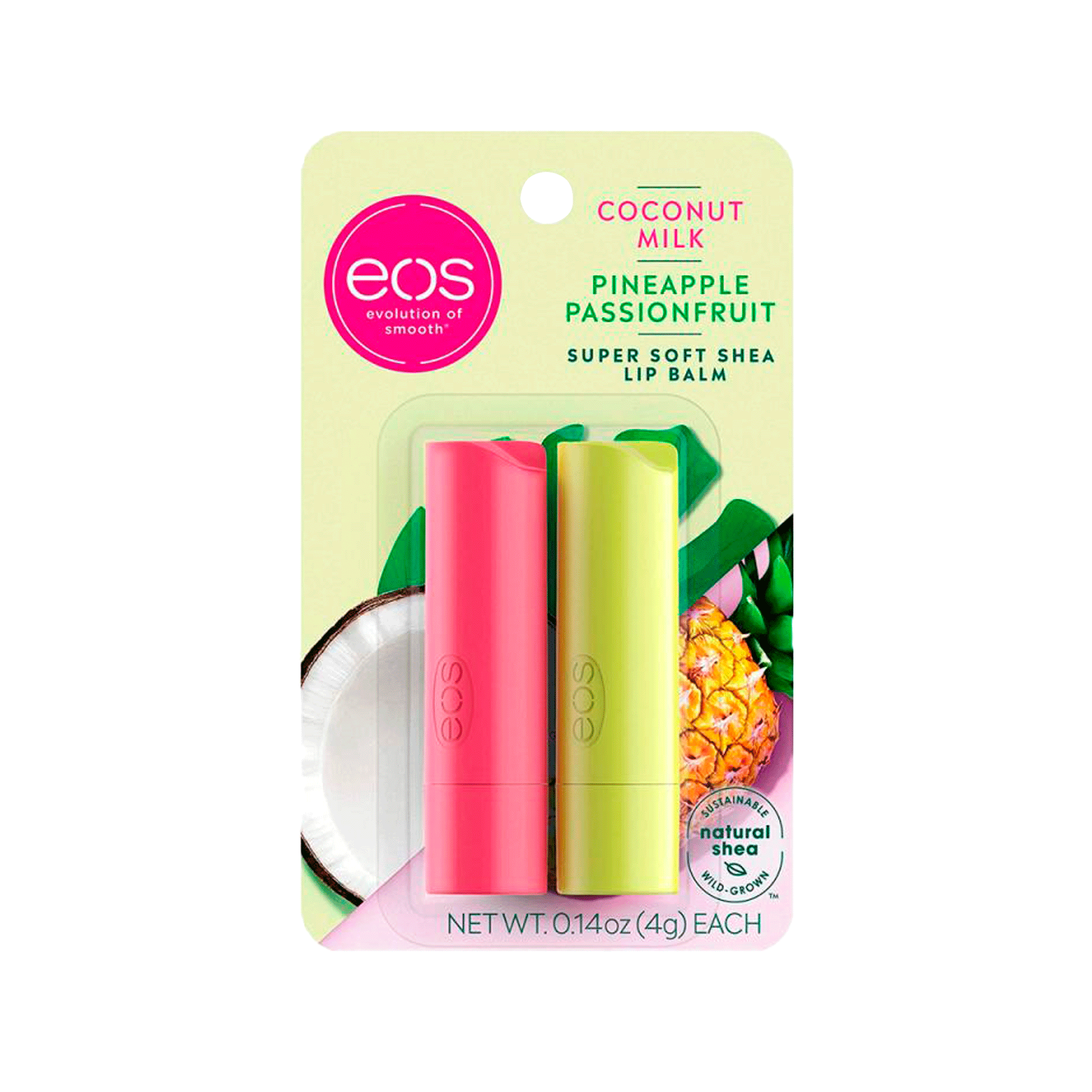 Kit Eos - Lip Balm Coconut Milk 4g + Pineapple Passionfruit 4g NULO
