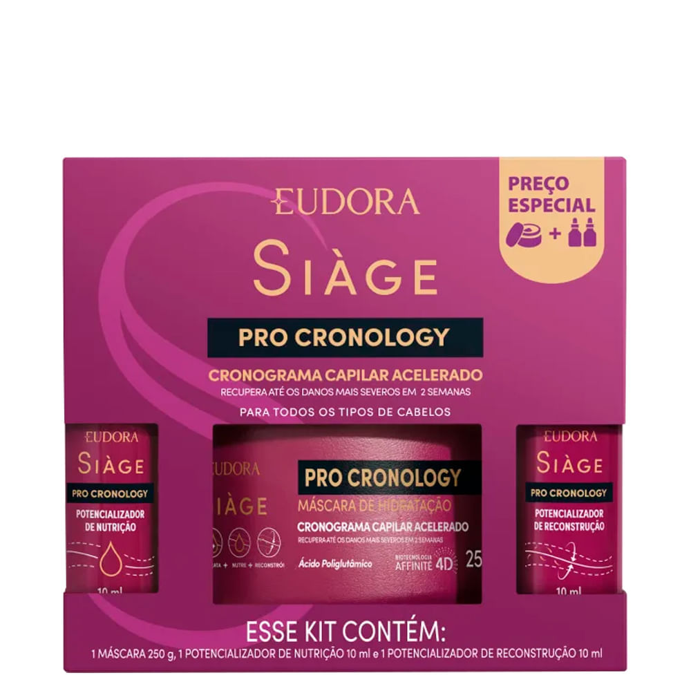 Kit Eudora Siàge Pro Cronology Cronograma Capilar Acelerado - 3 Produtos