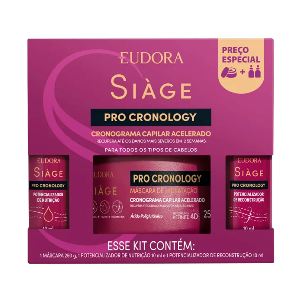 Kit Eudora Siàge Pro Cronology Cronograma Capilar Acelerado - 3 Produtos