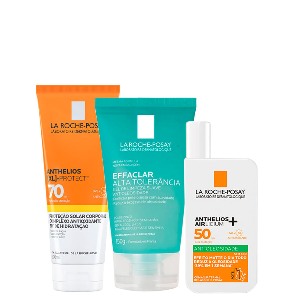 Kit La Roche Posay  - Gel de Limpeza 150 g + Protetor Solar Facial Antioleosidade FPS 50 40 ml + Protetor Solar Corporal FPS 70 200 ml