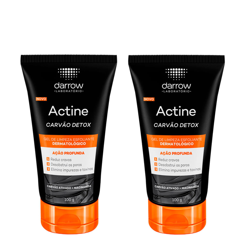 Kit Darrow Actine Carvão Detox – 2 Gel De Limpeza Esfoliante 100 G