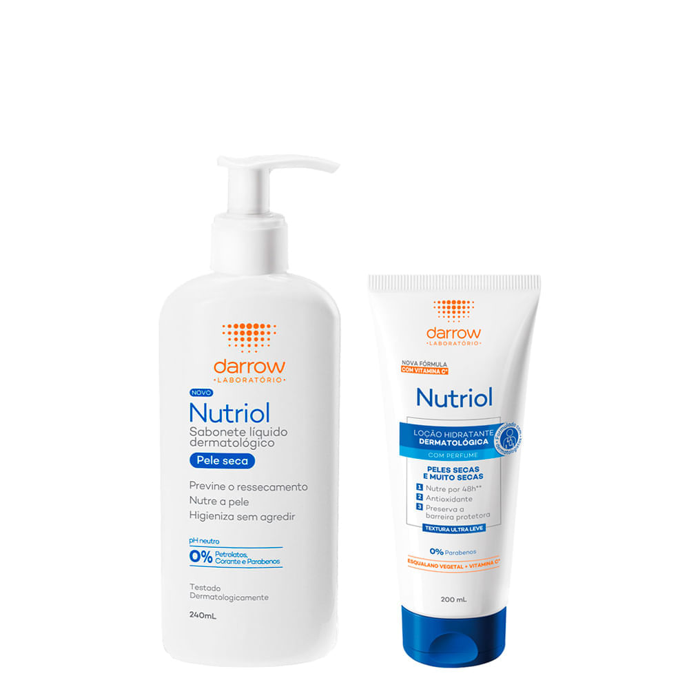 Kit Darrow Nutriol Para Peles Secas - Sabonete Líquido Corporal Hidratante 240 Ml + Loção Hidratante Corporal Com Perfume 200 Ml