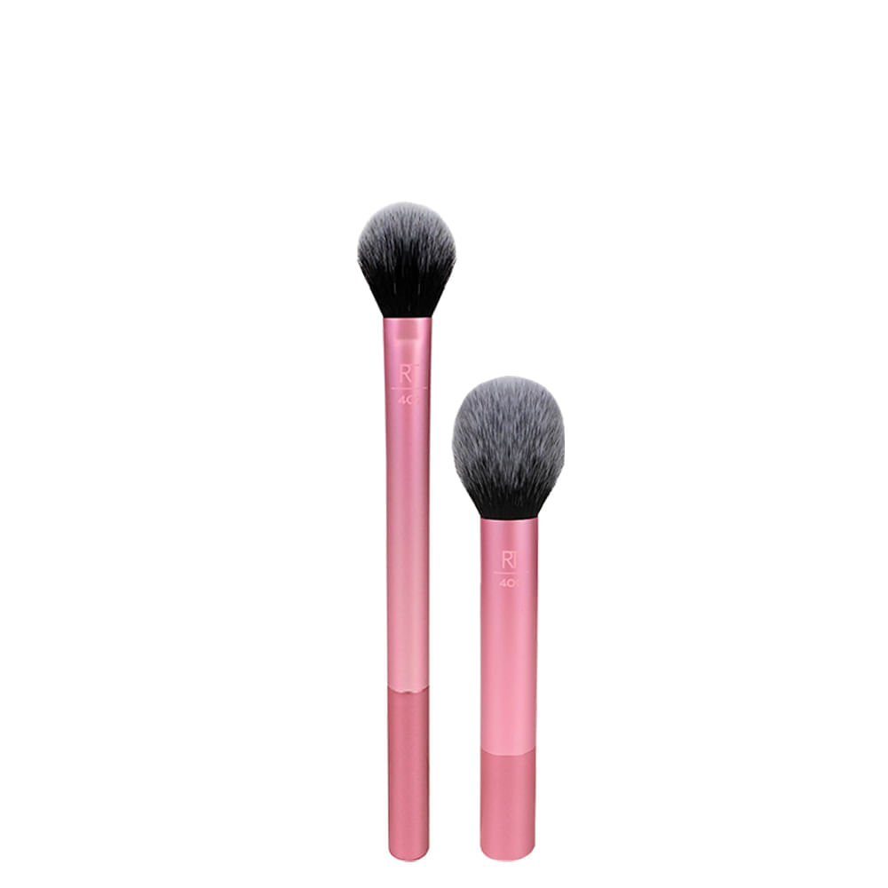 Kit Pincéis Para Contorno e Blush Real Techniques - Pincel Para Contorno Setting Brush Rosa + Pincel Para Blush Ultra Plush Rosa