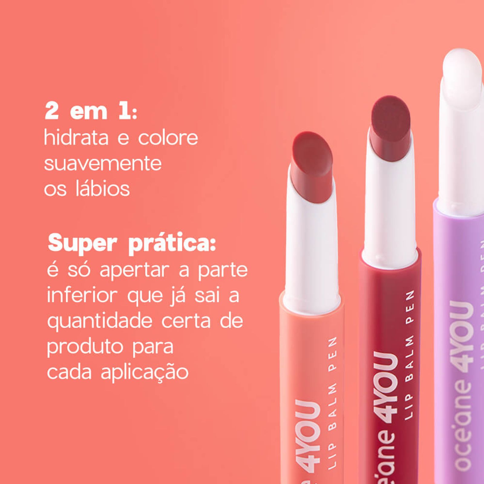 Hidratante Labial 4you Lip Balm Océane 1,8g Coral