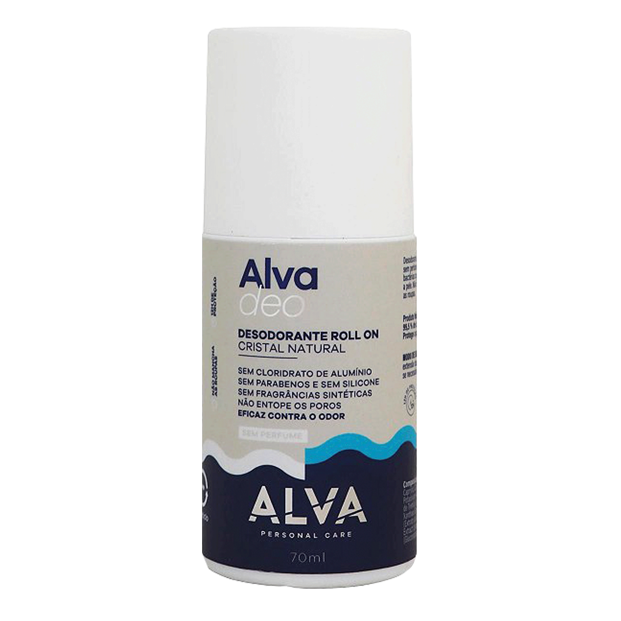 Alva Personal Care Deo Cristal Natural Sem Perfume - Desodorante Roll On Vegano 70ml
