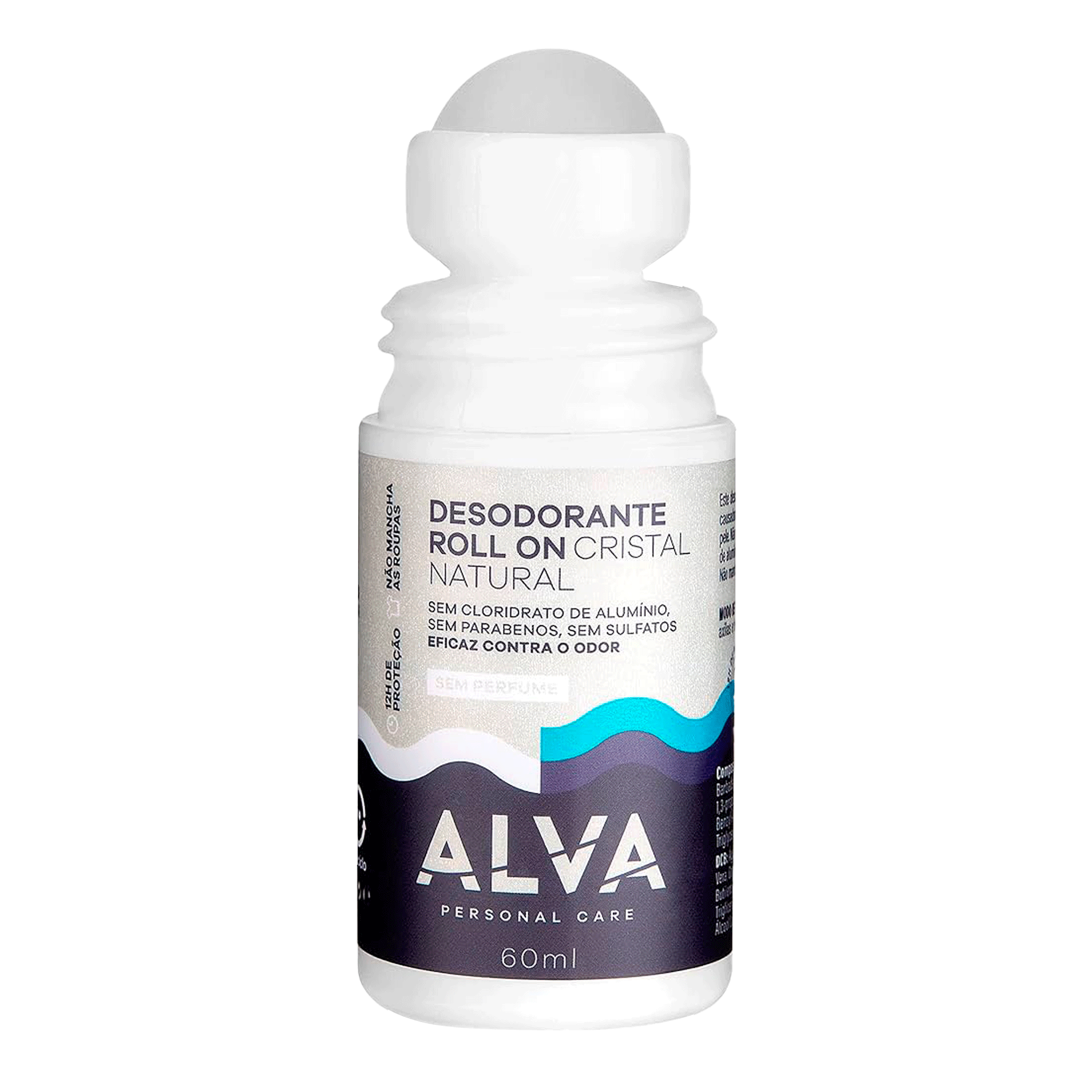 Alva Personal Care Deo Cristal Natural Sem Perfume - Desodorante Roll On Vegano 70ml