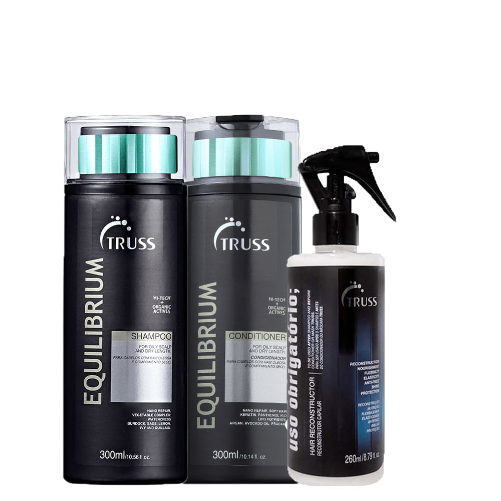 Kit Truss Equilibrium - Shampoo 300 ml + Condicionador 300 ml + Tratamento de Reconstrução 260 ml