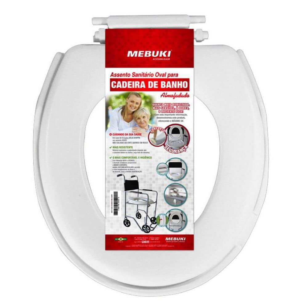 Assento Sanitário Oval Almofadado Para Cadeira De Banho Mebuki Fechado