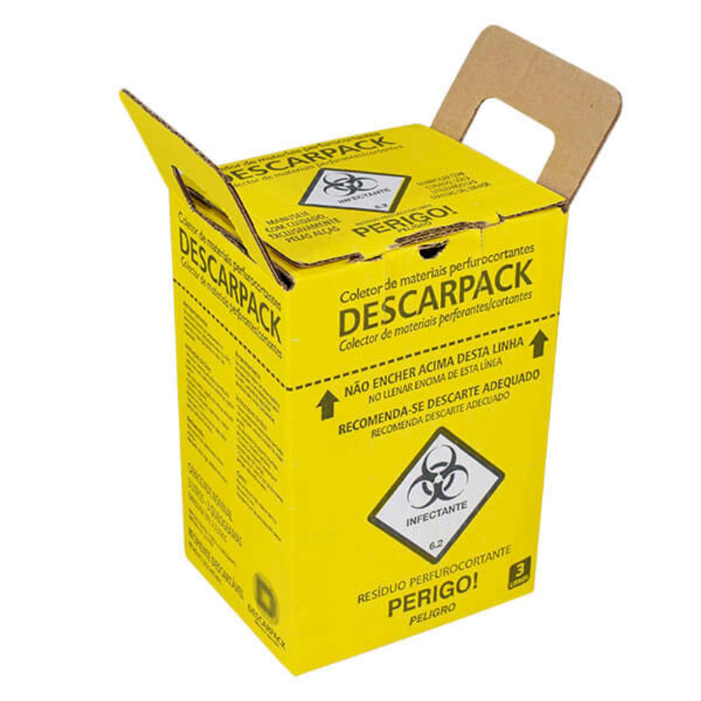 Caixa Coletora de Material Perfurocortante 3l Descarpack Caixa Coletora de Material Perfurocortante 3l Descarpack