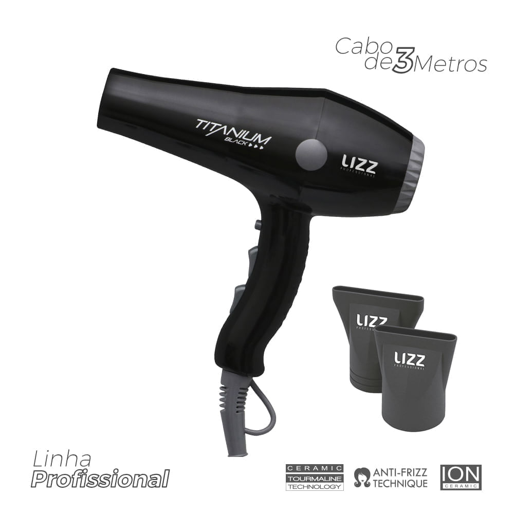 Secador De Cabelo Profissional Titanium Black Lizz 220v