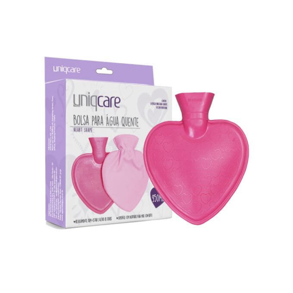 Bolsa Para Água Quente Coração Com Capa 950ml - Uniqcare