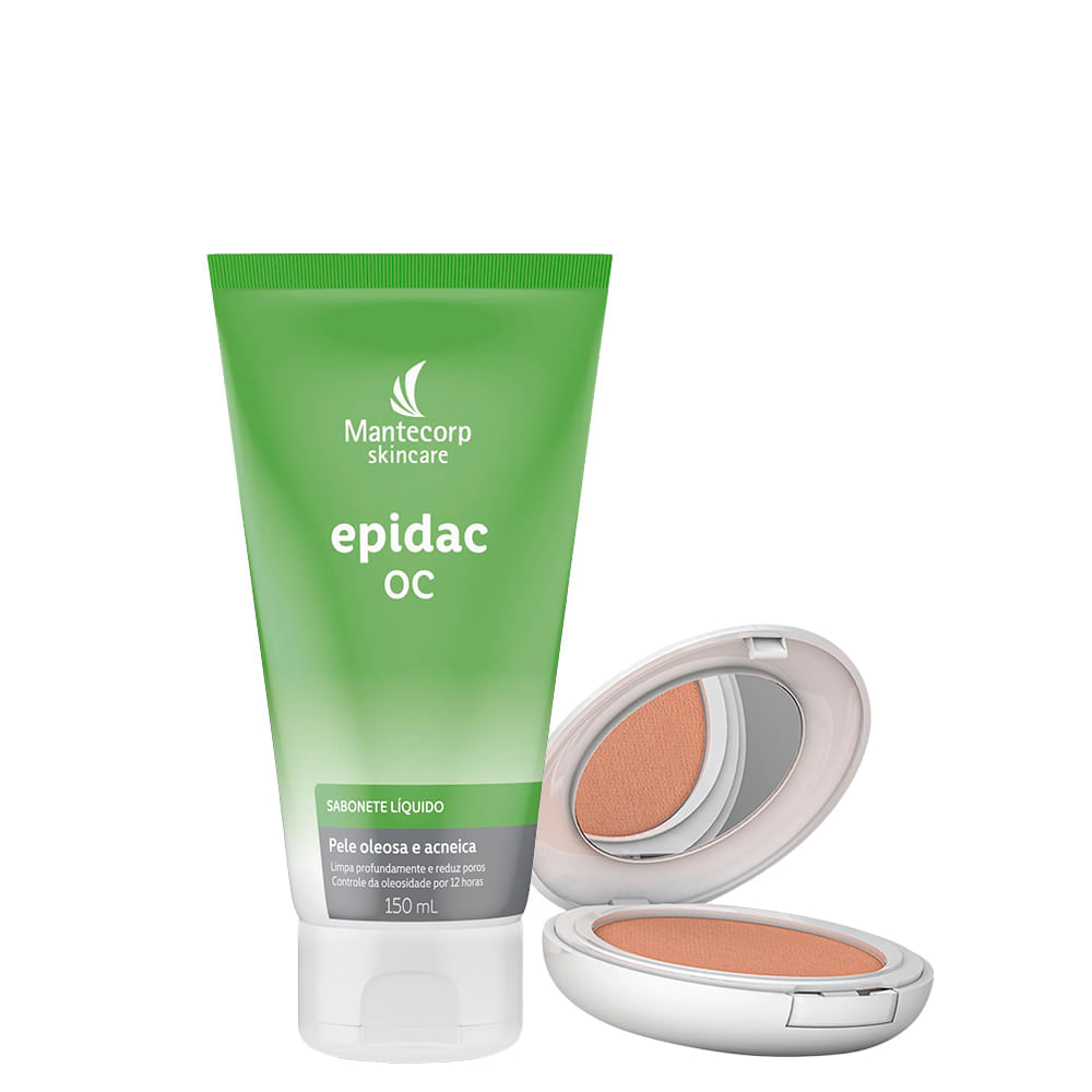 Kit Antioleosidade Mantecorp - Sabonete Líquido Facial 150 ml + Protetor Solar em Pó Facial FPS 50 Morena 10 g