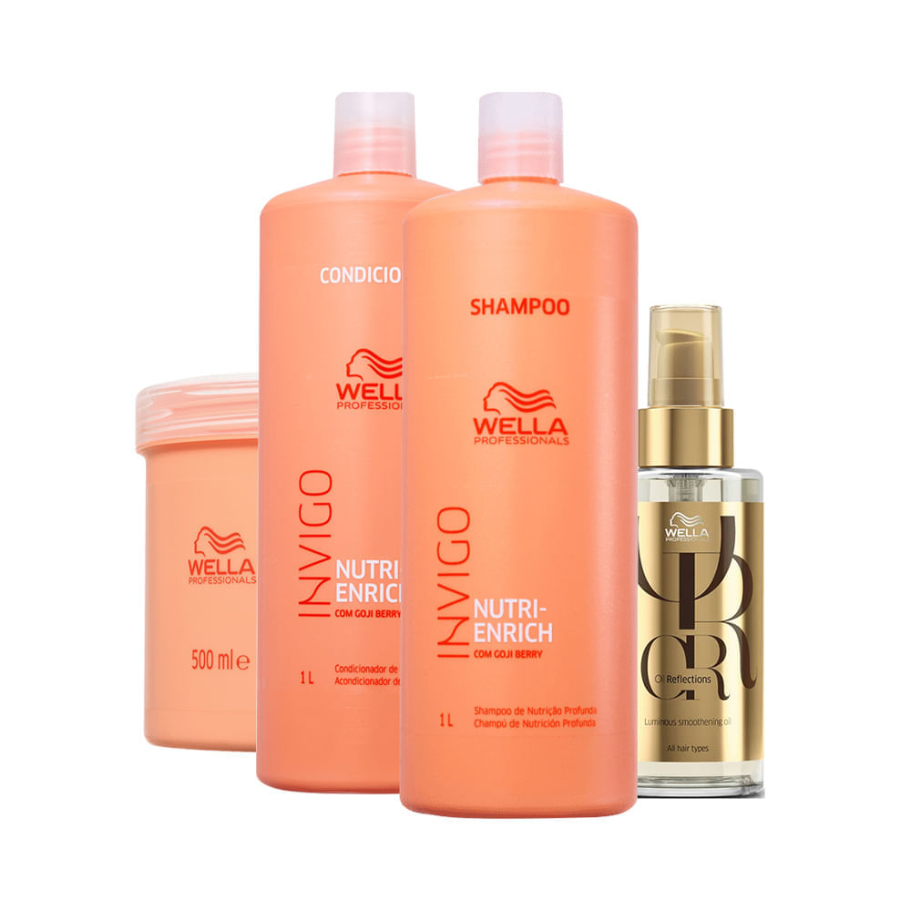 Kit Wella Professionals Invigo Nutri Enrich - Shampoo 1000 ml + Condicionador 1000 ml + Máscara 500 ml + Óleo 100 ml