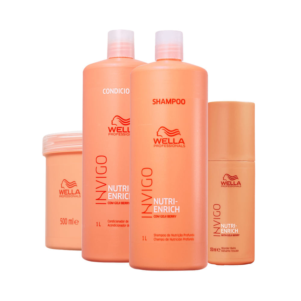 Kit Wella Professionals Invigo Nutri Enrich - Shampoo 1000 ml + Condicionador 1000 ml + Máscara 500 ml + Leave-in 150 ml