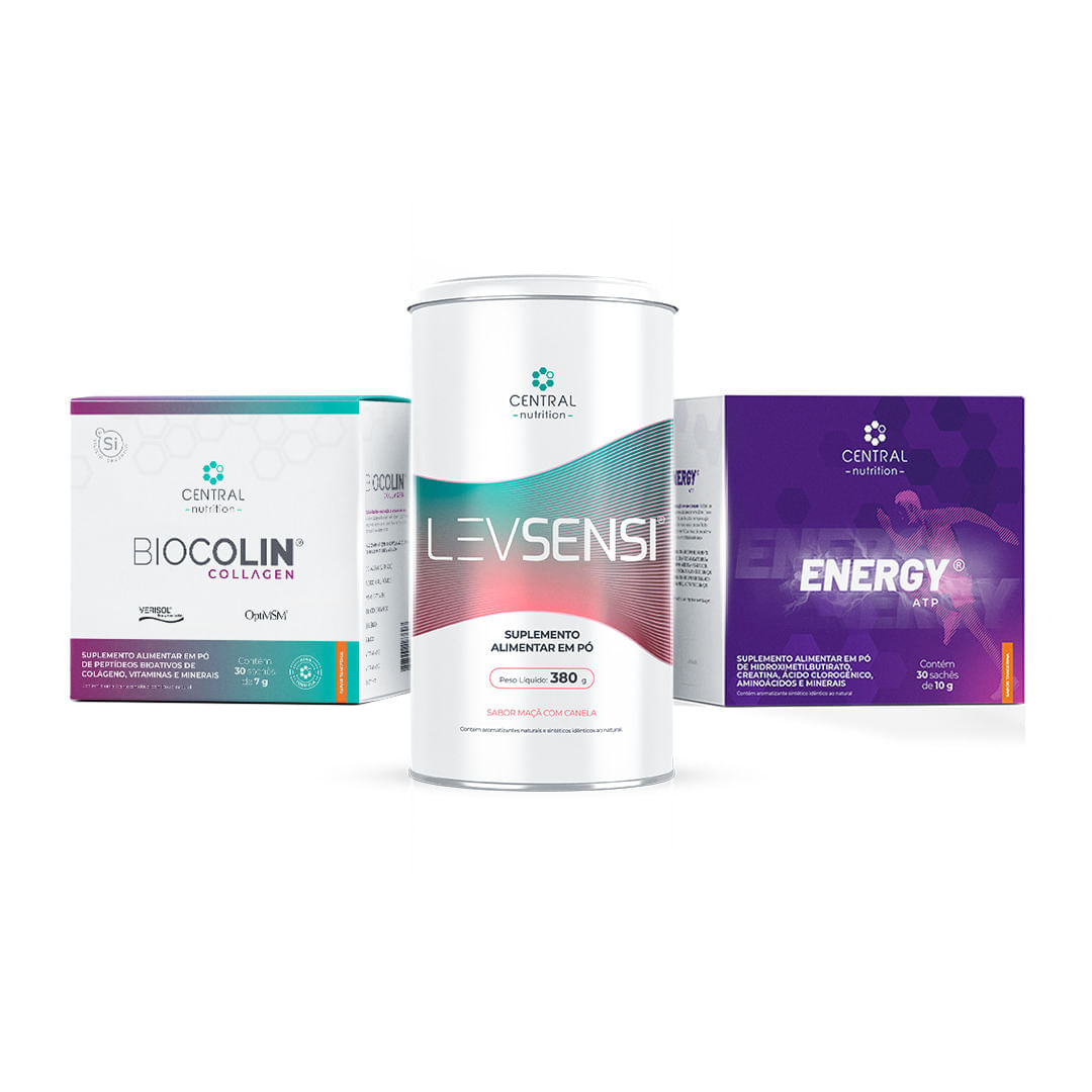 Protocolo Emagrecimento e Saúde da Mulher (LEVSENSI® + ENERGY ATP® Tangerina + BIOCOLIN® COLLAGEN)