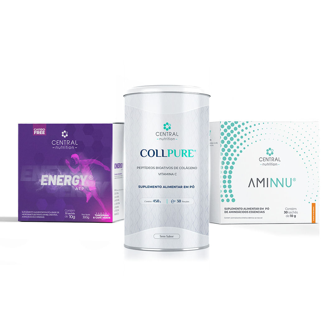 Protocolo Ganho de Massa (COLLPURE® Sem Sabor + AMINNU® Tangerina + ENERGY ATP® Tangerina) Tangerina