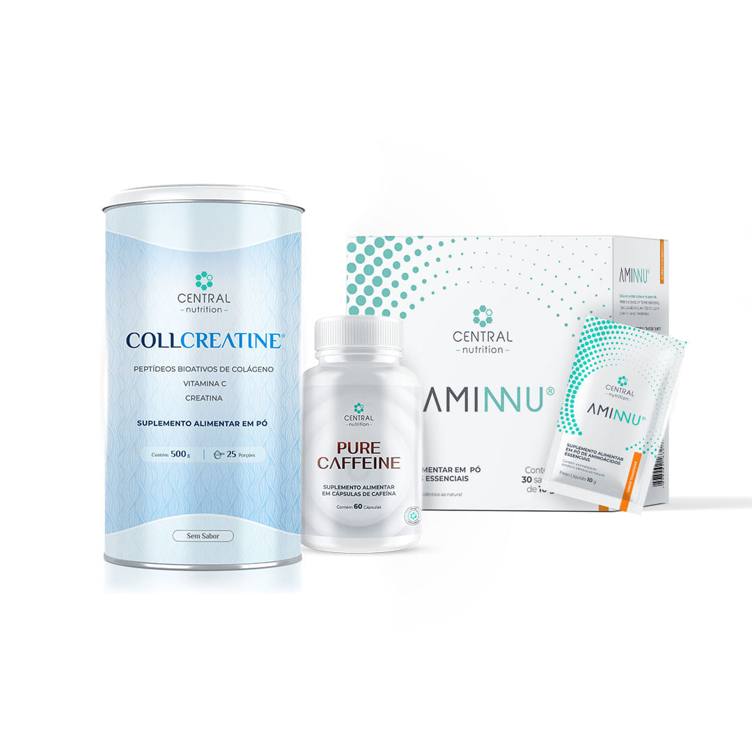 Protocolo Performance E Força (aminnu® Tangerina +  Collcreatine® Sem Sabor + Pure Caffeine)