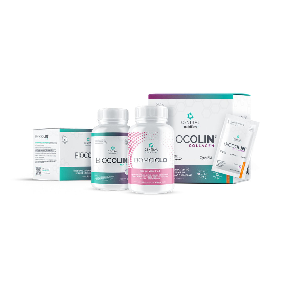 Protocolo Beleza E Saúde Da Mulher (biocolin® - Collagen + Biocolin® - Hair + Bomciclo)