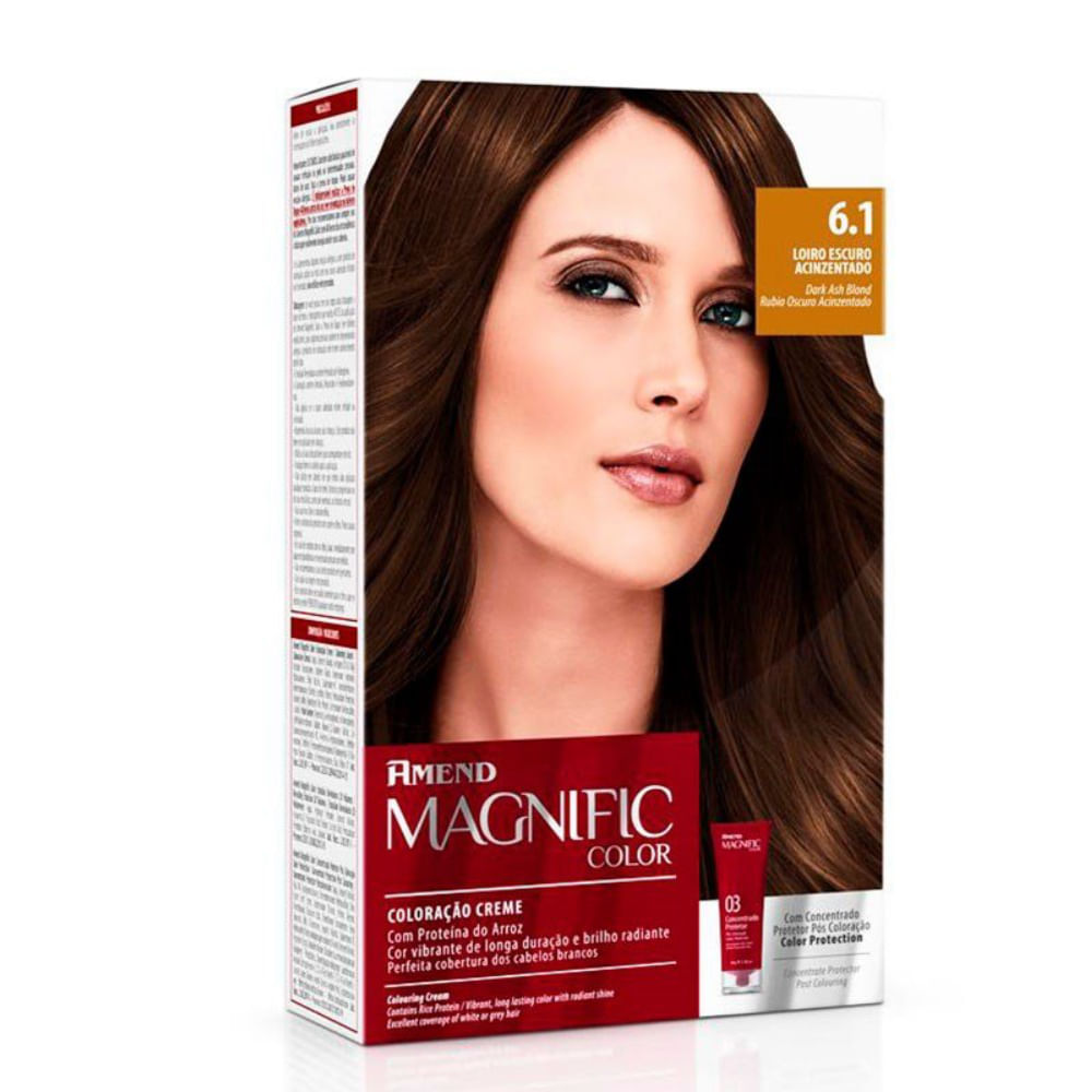 Kit Coloração Creme Amend Magnific Louro Escuro Acinzentado 6.1