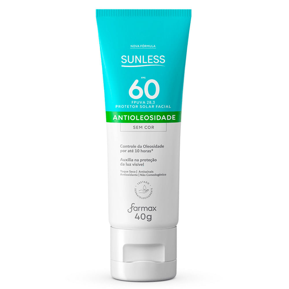 Protetor Solar Facial Sunless FPS 60 Sem Cor 40g