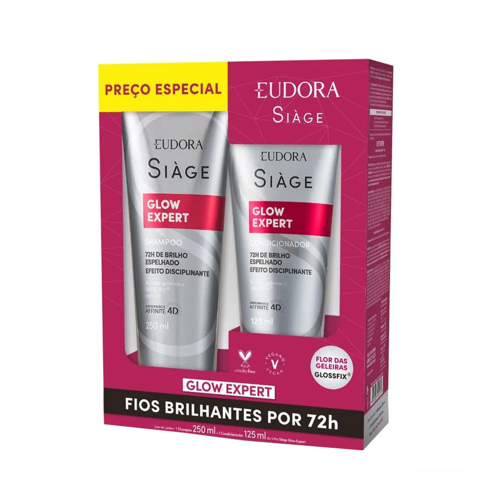 Kit Eudora Siàge Shampoo 250ml + Condicionador Glow Expert 125ml