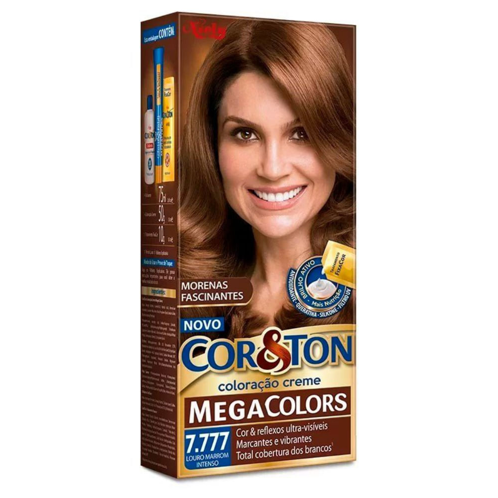 Tintura Creme Cor & Ton Megacolors Louro Marrom Intenso 7.777
