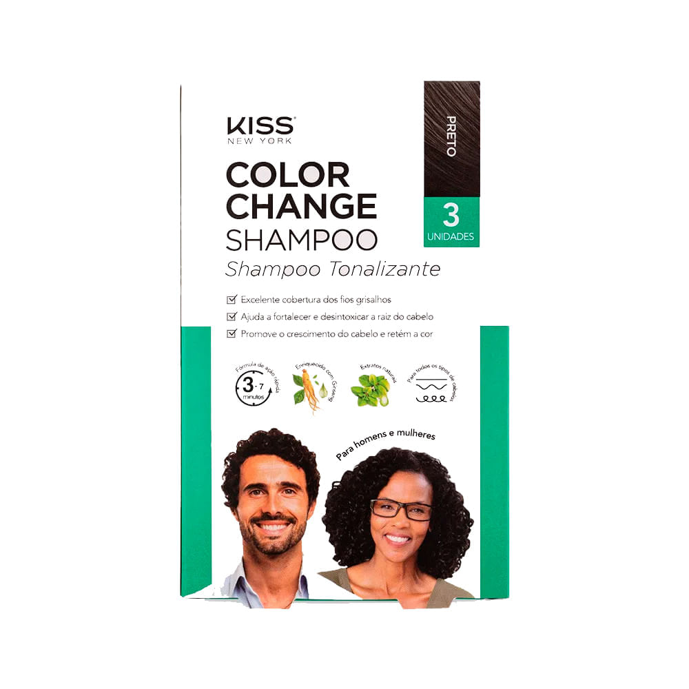 Kit Capilar Kiss New York Color Change Preto Com 3 Unidades