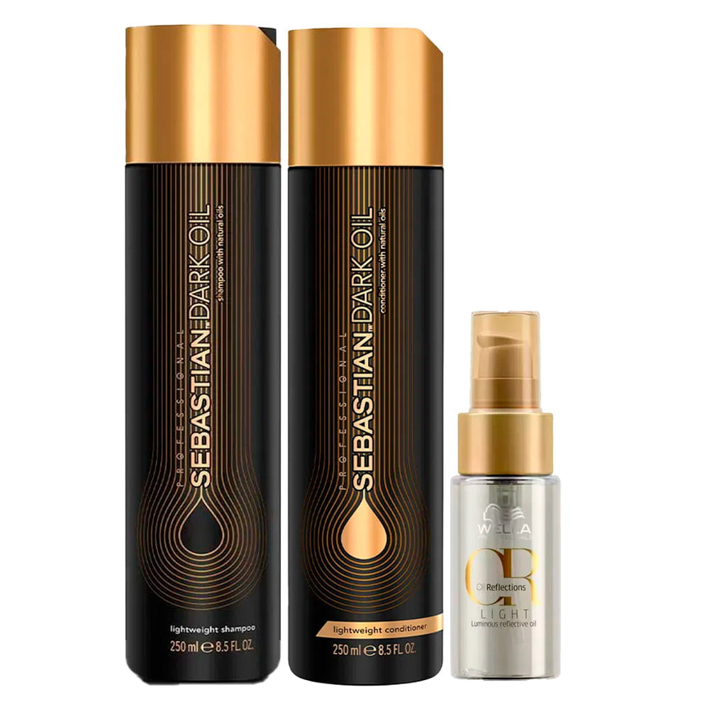 Kit Shampoo + Condicionador Dark Sebastian Professonal + Óleo Capilar Wella Professionals Oil Reflections