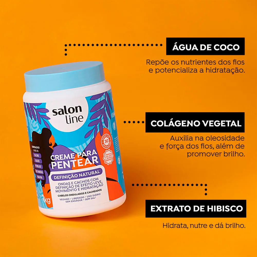 Kit Creme Para Pentear Salon Line Definição Natural 1Kg - 2 Unidades
