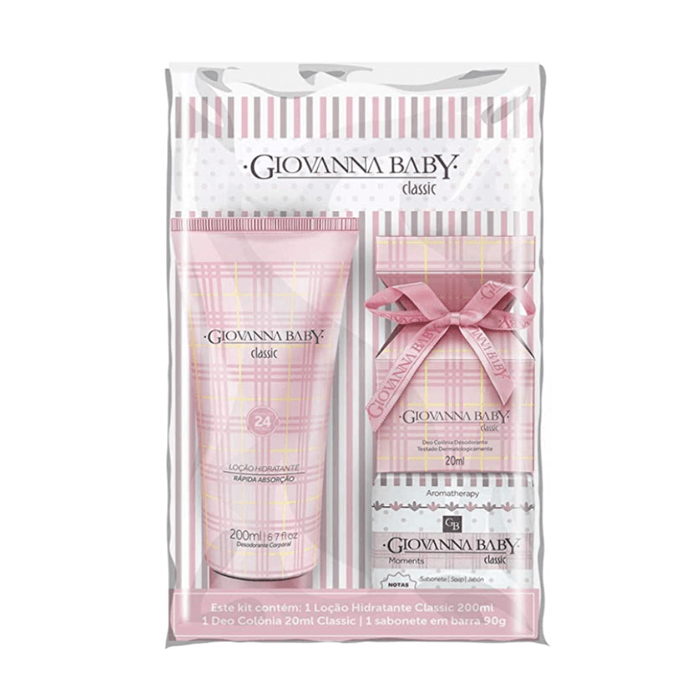 Kit Giovanna Baby Classic Loção Hidratante 200ml + Colônia 20ml + Sabonete Em Barra 90g