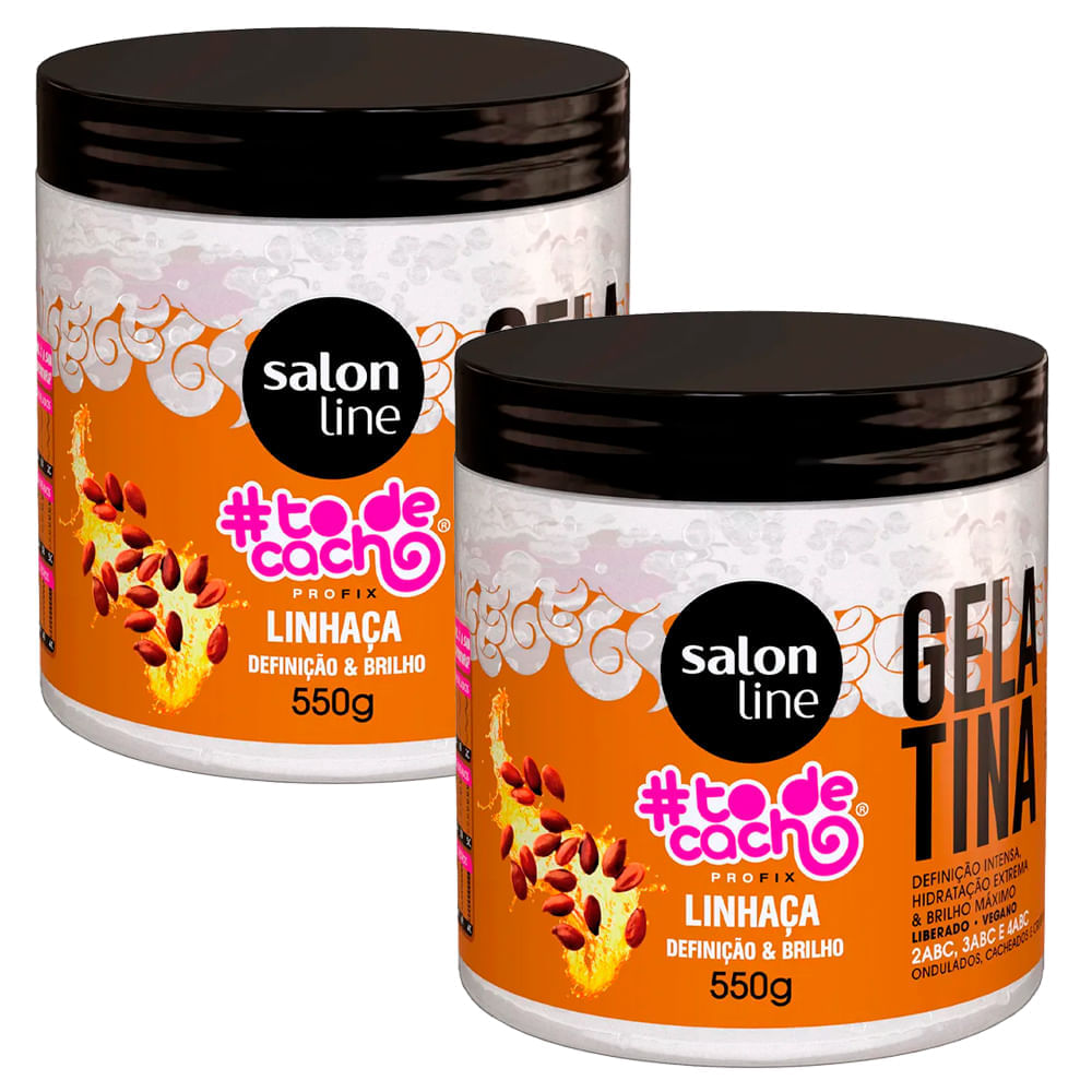 Kit Gelatina Salon Line To De Cachos Linhaça 550g - 2 Unidades