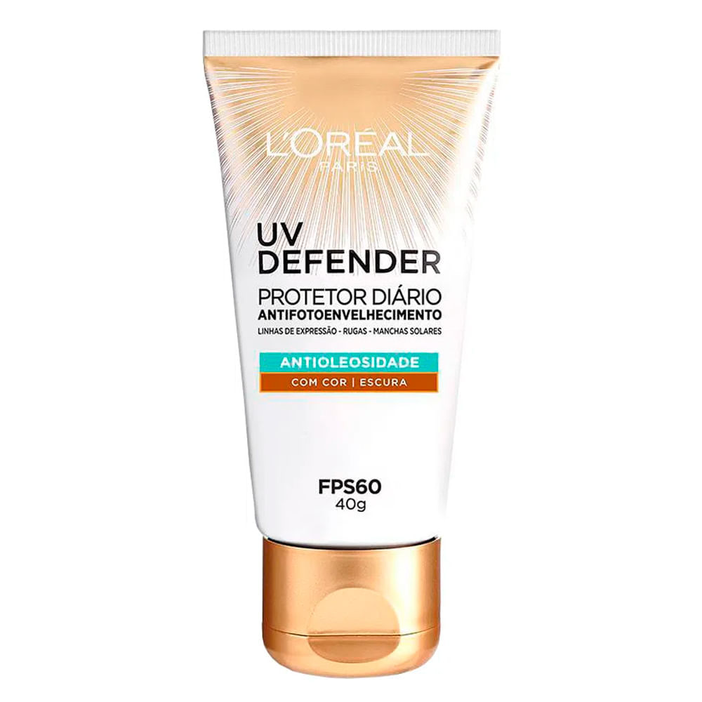Protetor Solar Facial Com Cor L'oreal Uv Defender Escura Fps60 40G