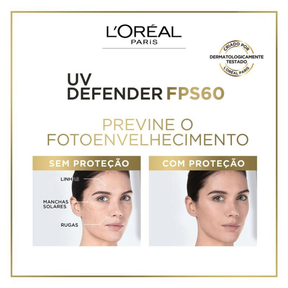 Protetor Solar Facial Com Cor L'oreal Uv Defender Escura Fps60 40G