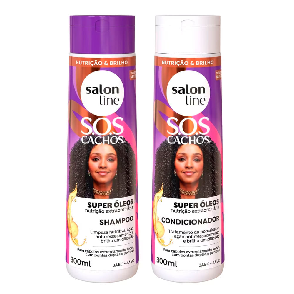 Kit Shampoo E Condicionador SOS Cachos Super Óleos Nutritvo Salon Line