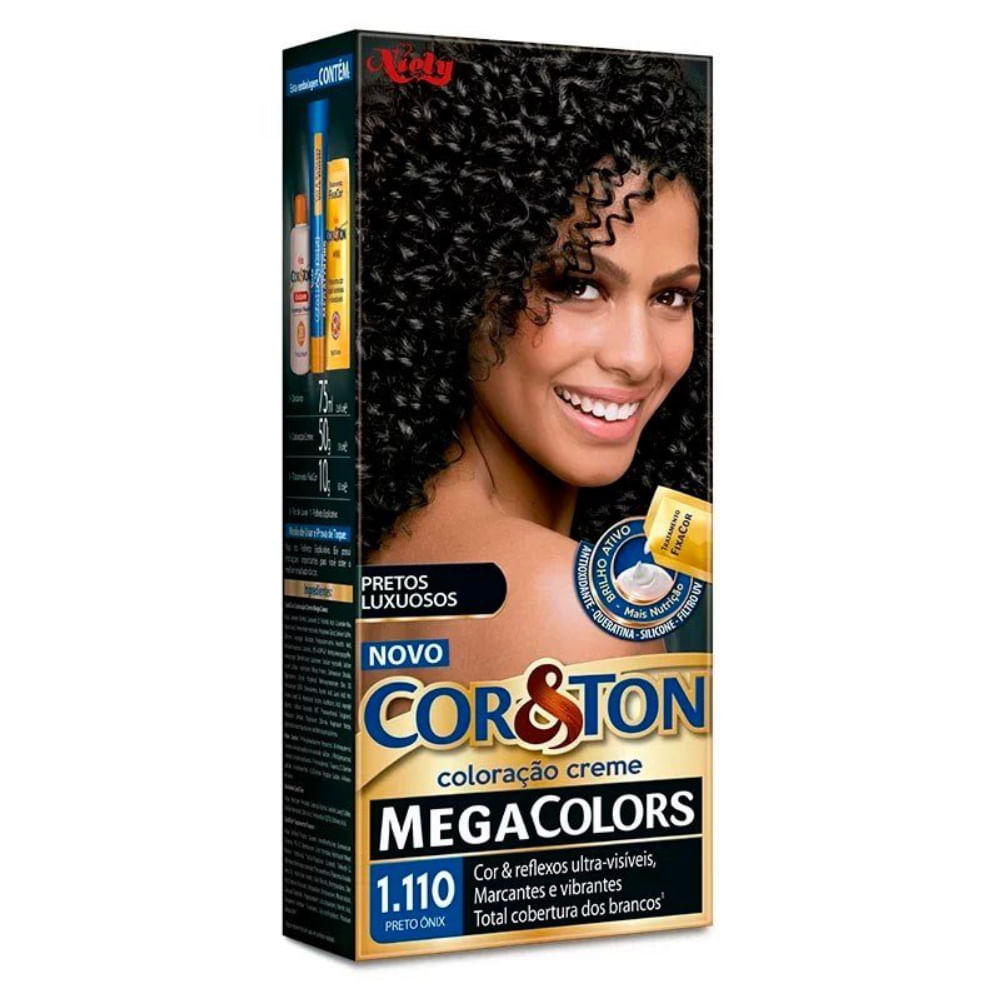 Tintura Creme Cor & Ton Megacolors Preto Onix 1.110