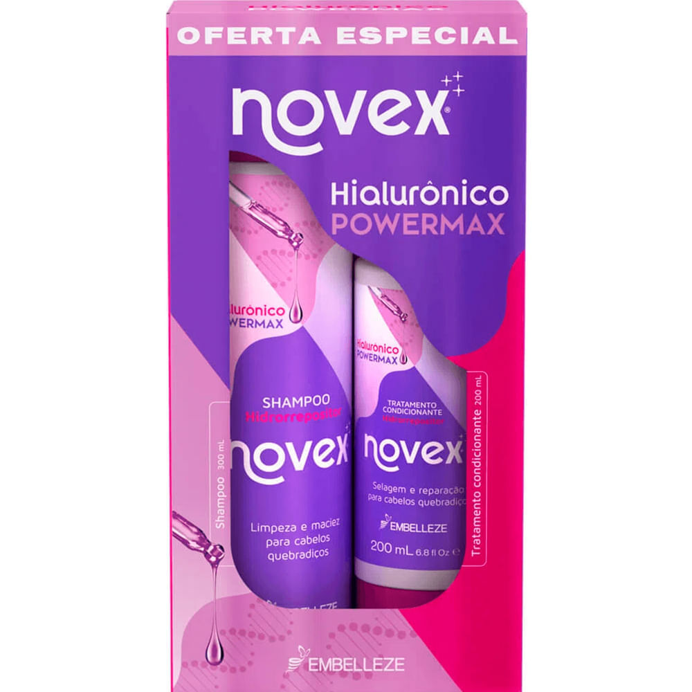 Kit Shampoo e Condicionador Novex Hialurônico PowerMax 300ml