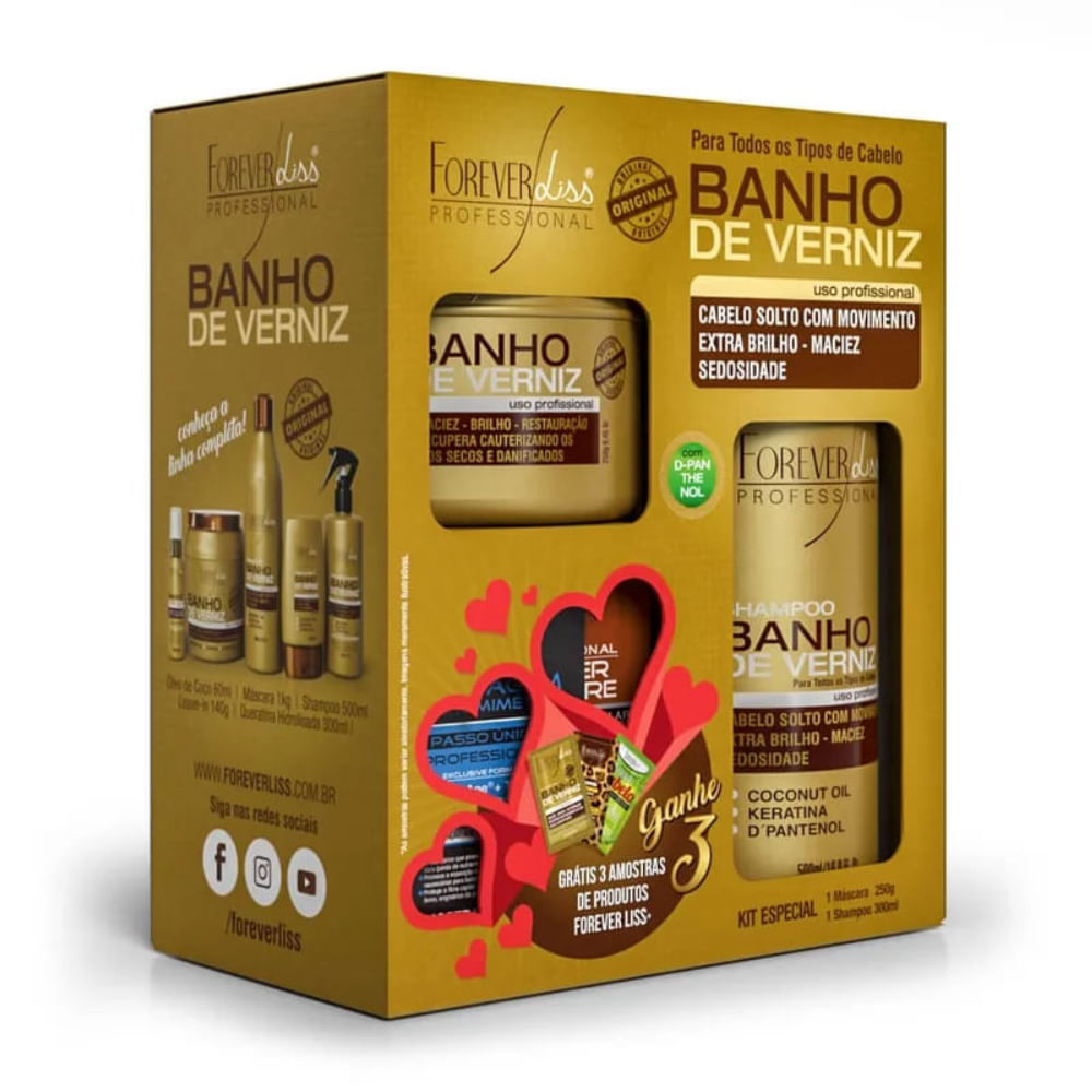 Kit Especial Banho De Verniz Forever Liss Shampoo 300ml+máscara 250g