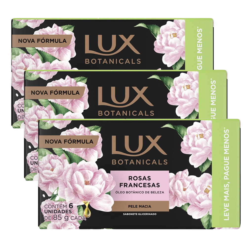 Kit Sabonete Em Barra Lux Botanicals Rosas Francesas 18 Unidades 85g