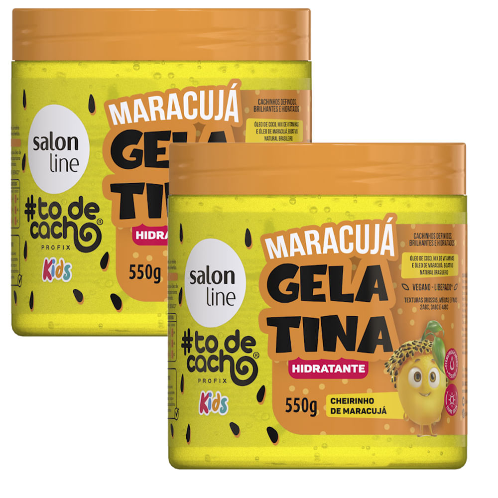 Kit Gelatina Salon Line Todecacho Kids Maracujá Cachinhos Hidratados 550g  2 Unidades