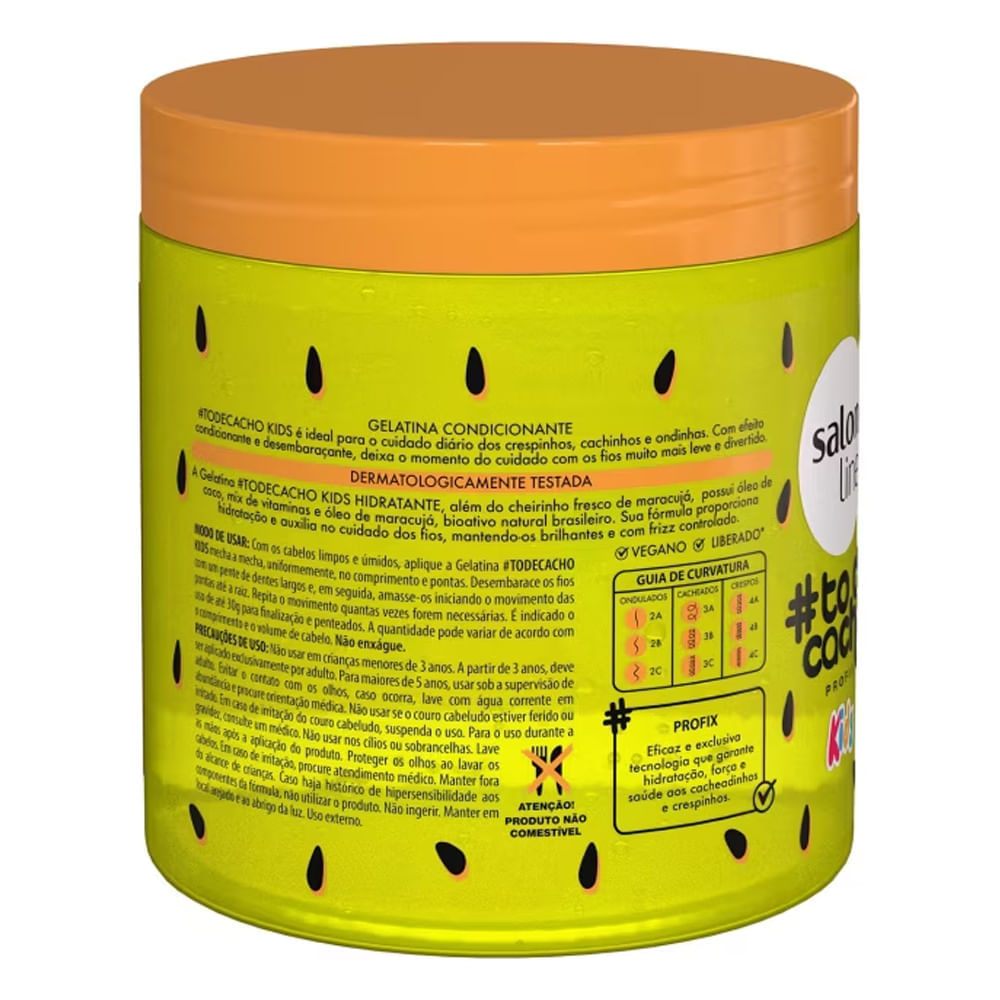 Gelatina Salon Line Todecacho Kids Hidratante Maracujá 550g