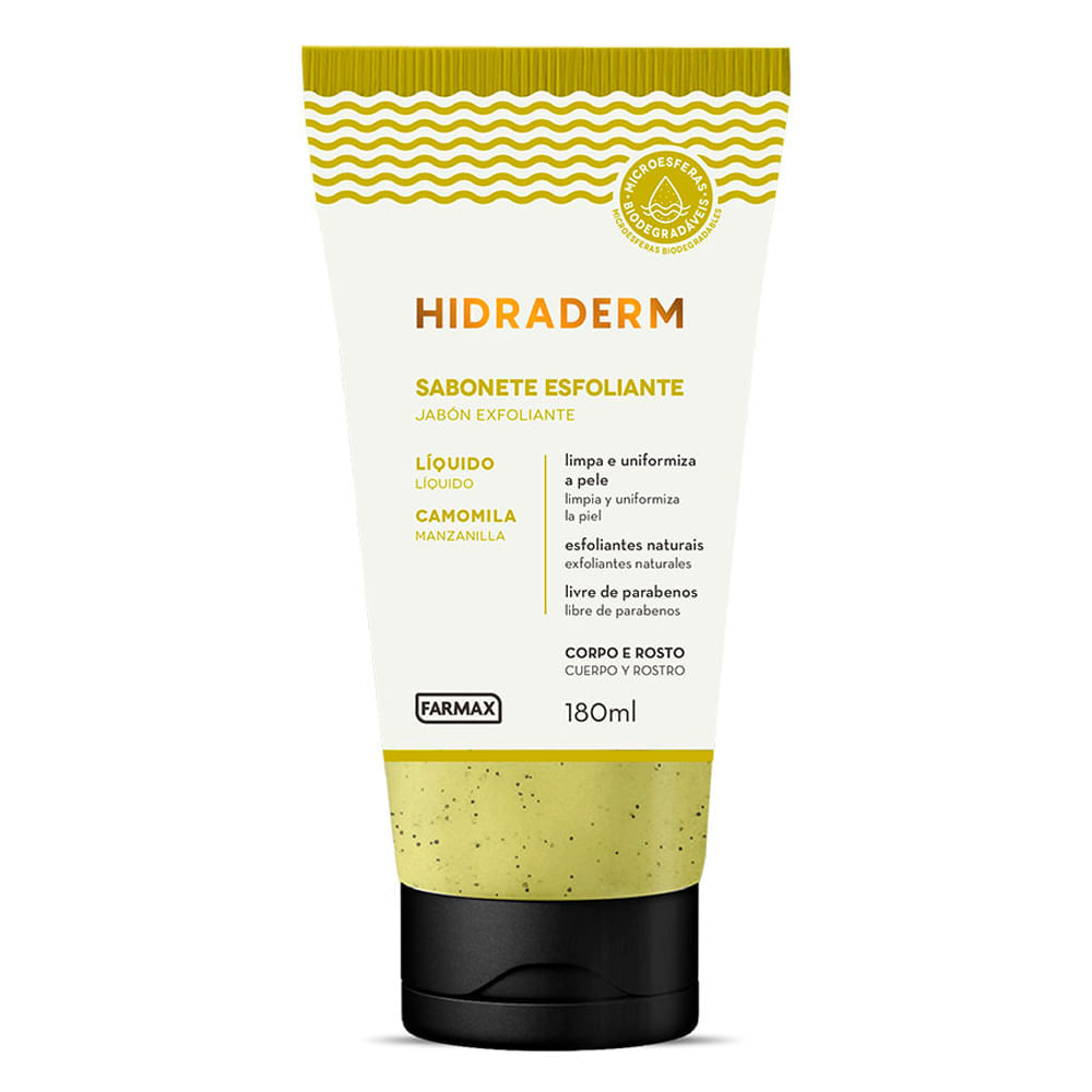 Sabonete Líquido Esfoliante Farmax Hidraderm Camomila 180ml