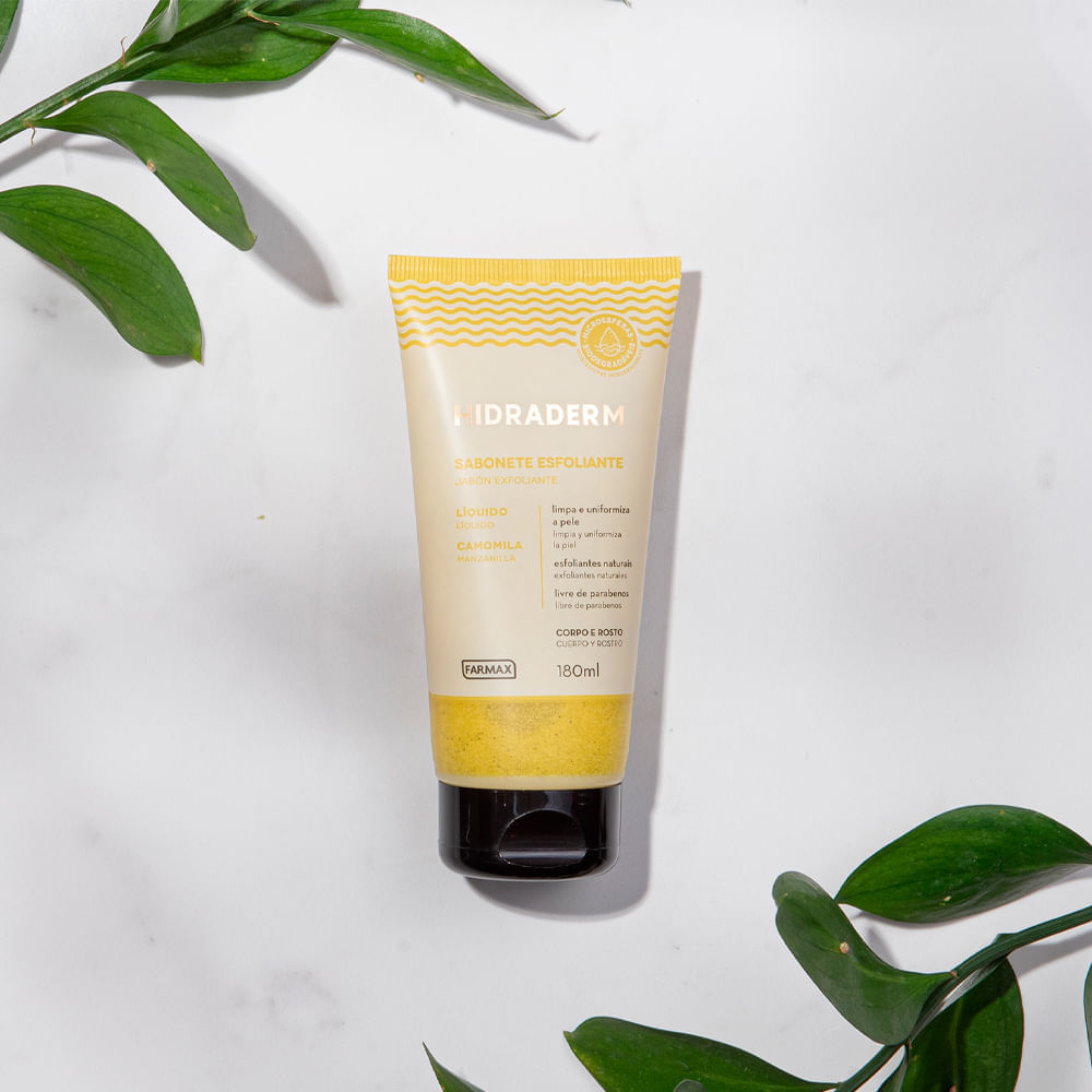 Sabonete Líquido Esfoliante Farmax Hidraderm Camomila 180ml