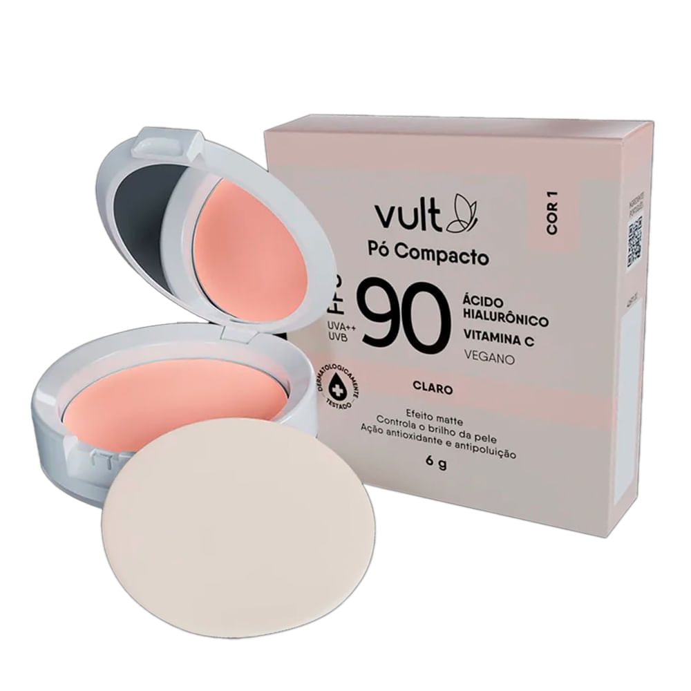 Pó Compacto Facial Vult Fps90 Cor 1 Claro