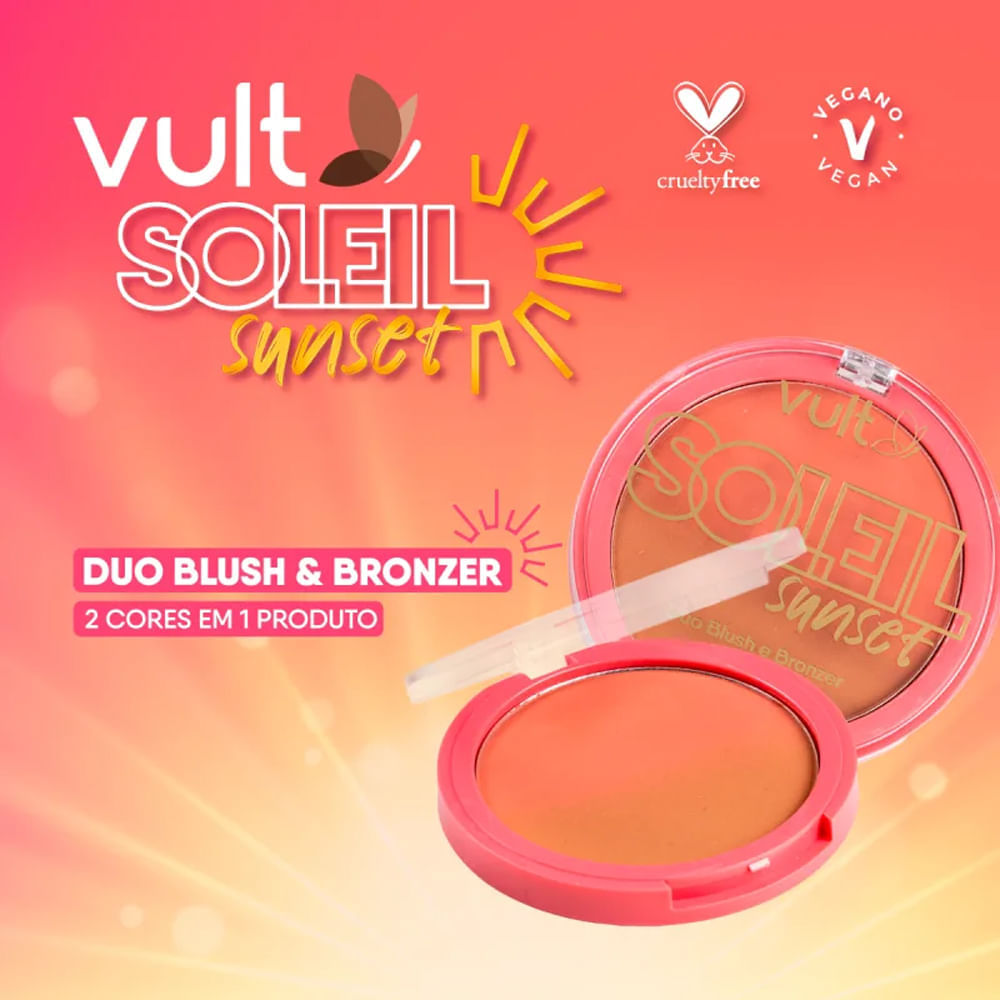 Pó Compacto Duo Blush e Bronzer Vult Soleil Sunset 6g